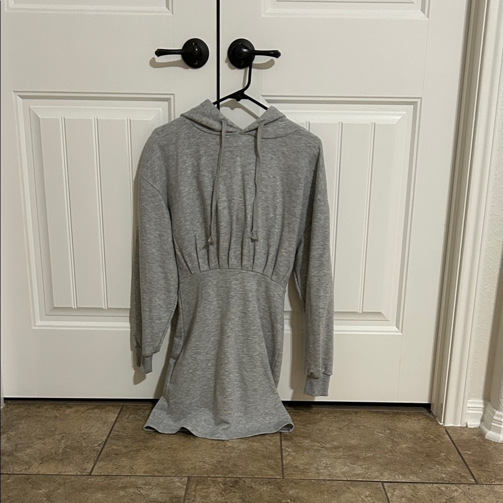 Topshop Gray Hooded Dress